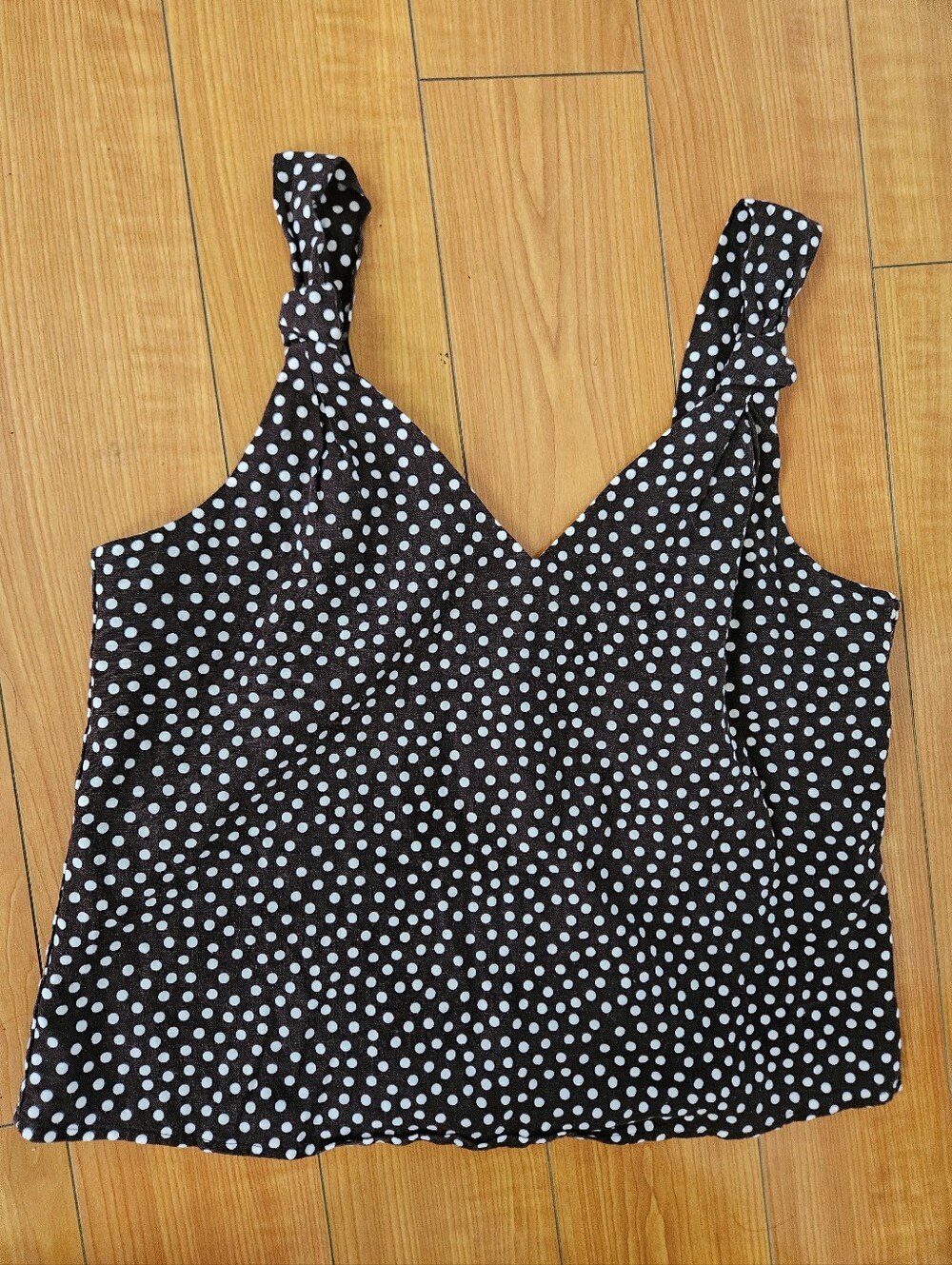 NEVER WORN Banana Republic BR Deep Brown Polka Dots Knot Strap Tank Top Sz S